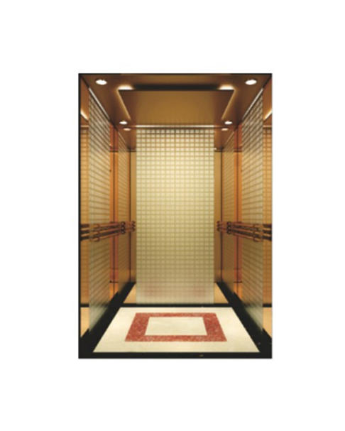 Fh K34 Symmetrical Dot Pattern Titanium Gold Steel Passenger Elevator