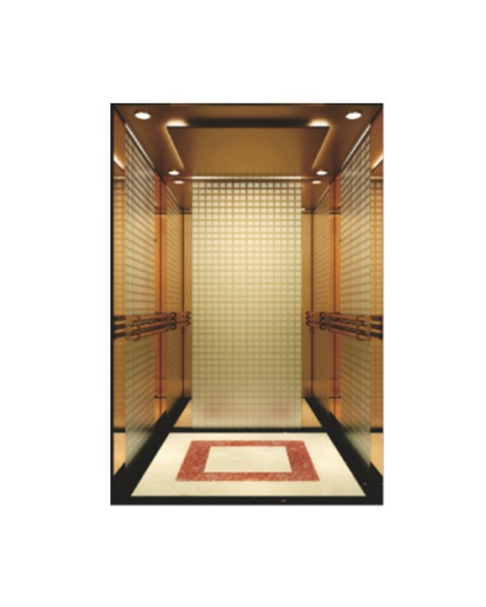 Fh K34 Symmetrical Dot Pattern Titanium Gold Steel Passenger Elevator 
